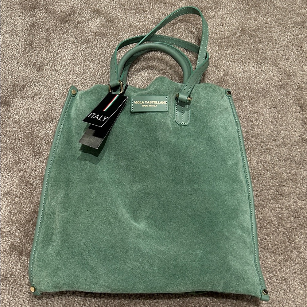 Viola Castellani Teal Suede Tote Bag